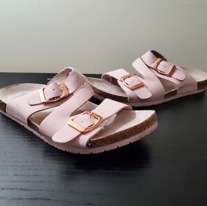 Girls Pink Double Strap Sandals with Buckles